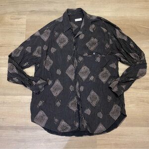 Y2K Pal Zileri patterned silky dress shirt